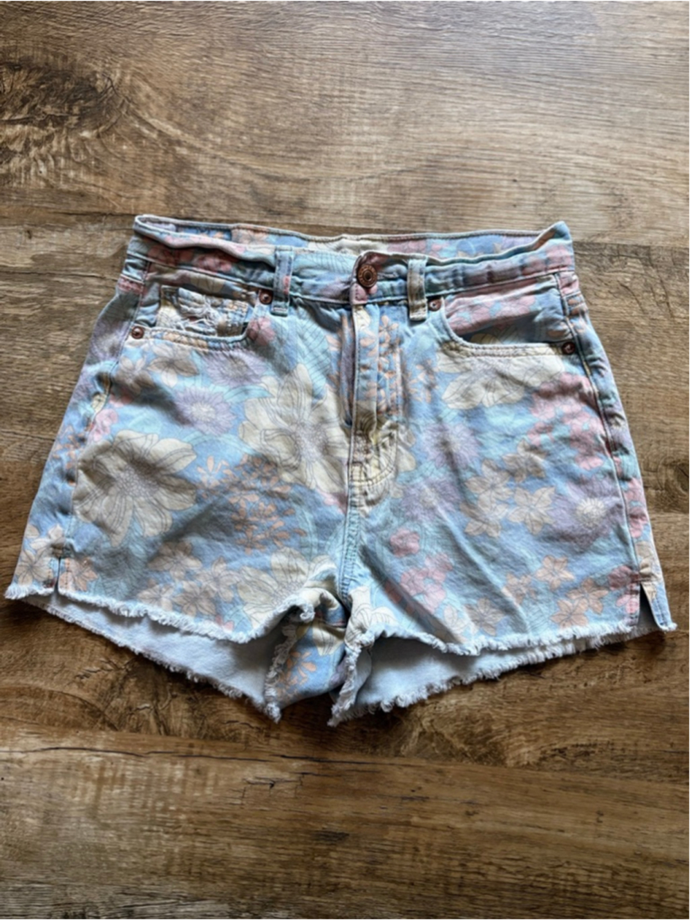 American Eagle Floral Distressed Denim Shorts Size 2